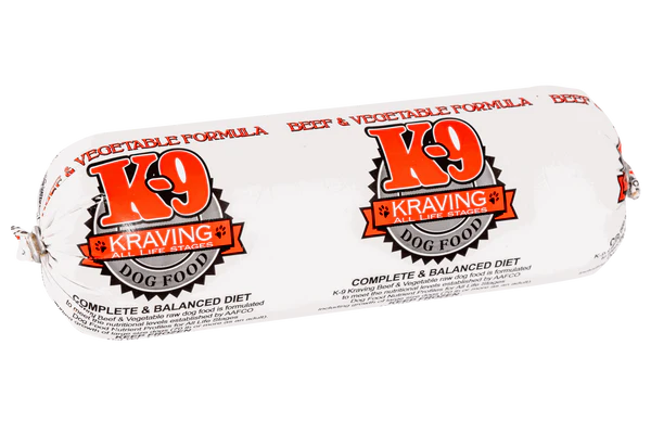 1 lb Roll K-9 Kraving Beef & Vegetable Formula Raw Dog Food