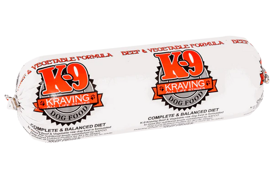 1 lb Roll K-9 Kraving Beef & Vegetable Formula Raw Dog Food