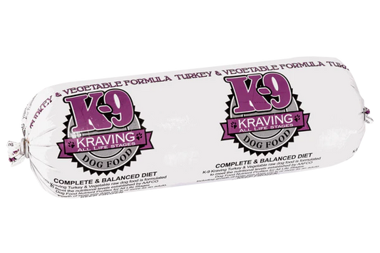 1 lb Roll K-9 Kraving Turkey & Vegetable Formula Raw Dog Food