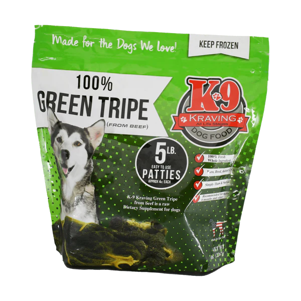 5 lb Bag - 20 Sliced Patties Green Tripe