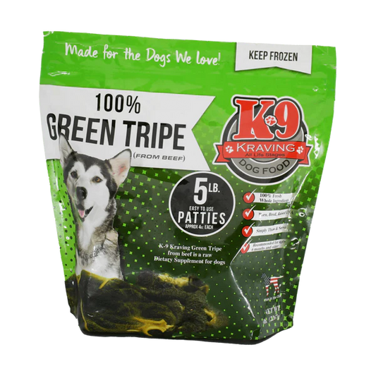 5 lb Bag - 20 Sliced Patties Green Tripe